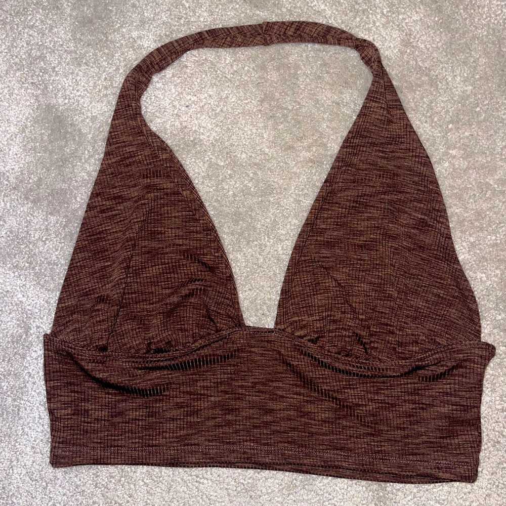 Divided Brown Halter Crop Top, NWT, Size: XL